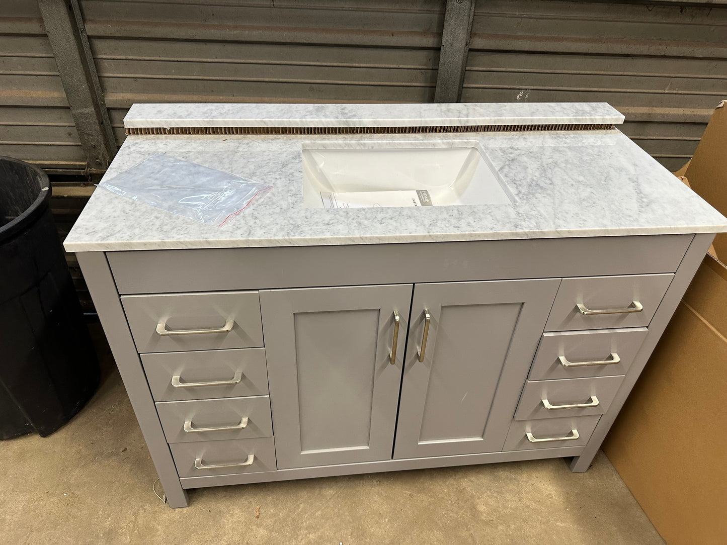 Home Decorators Collection Westcourt Bath Vanity Cabinet with Carrera Marble Top in Sterling Gray