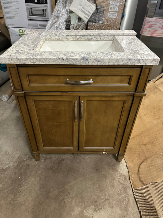 Caville 30 in. Single Sink Almond Latte Bath Vanity without Carrara Marble Top