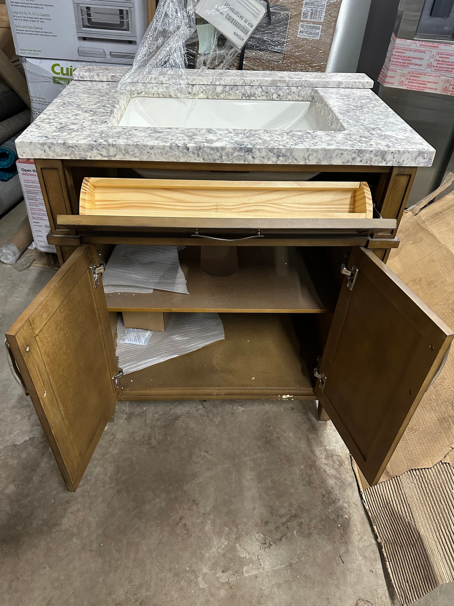 Caville 30 in. Single Sink Almond Latte Bath Vanity without Carrara Marble Top