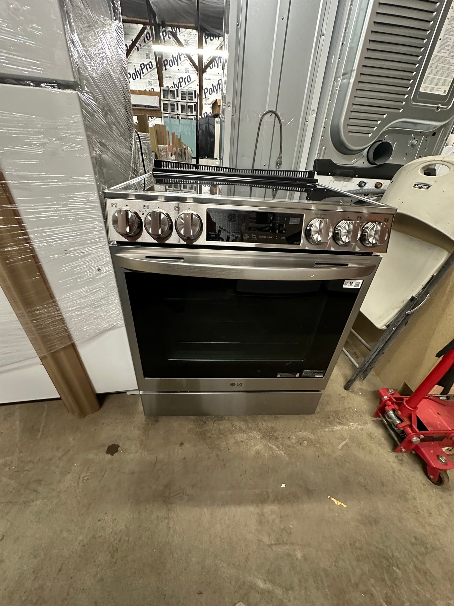 LG InstaView with Air Fry 30-in Glass Top 5 burners 6.3-cu ft Convection Oven Slide-In Electric Range