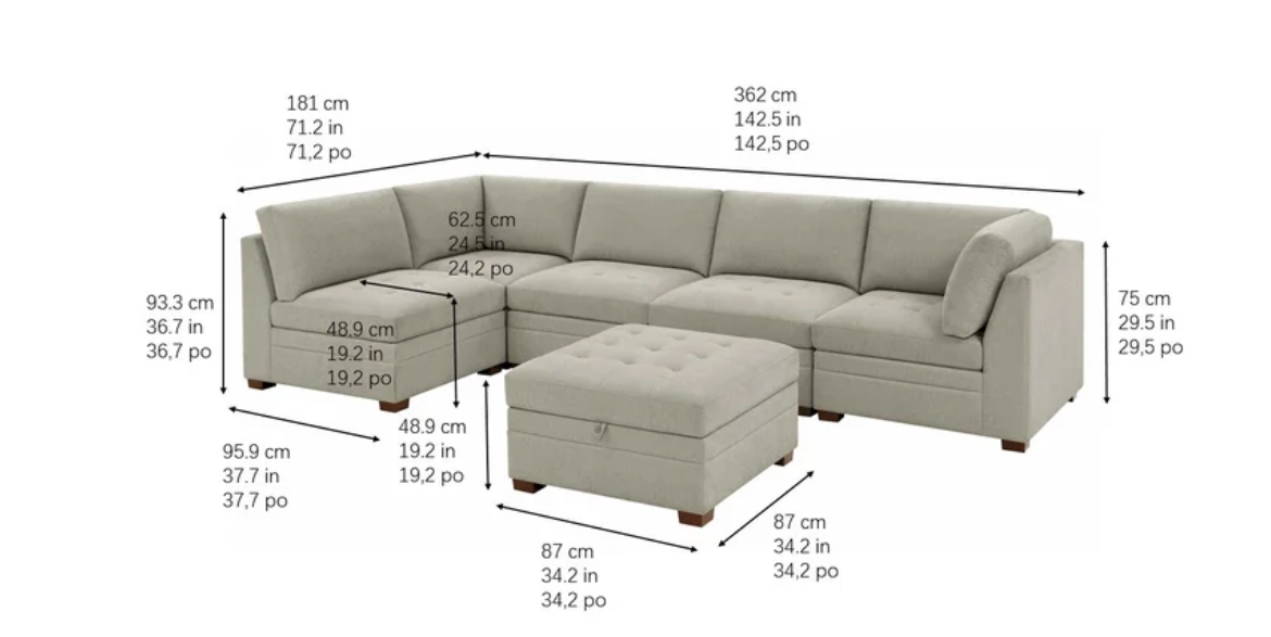 Thomasville Tisdale Modular Sectional 6-piece Beige with Storage Ottoman