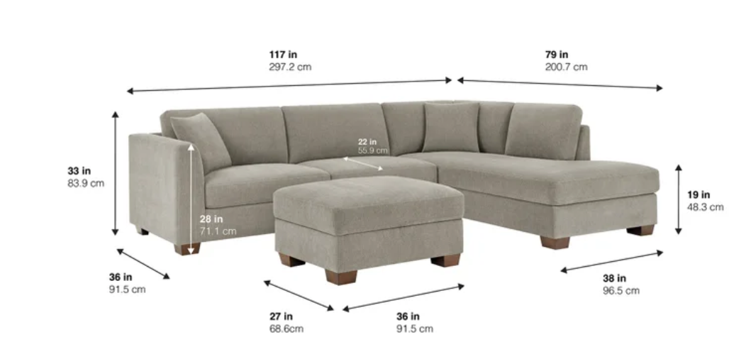 Thomasville Walsen Sectional with Storage Ottoman Creme Price Slashers