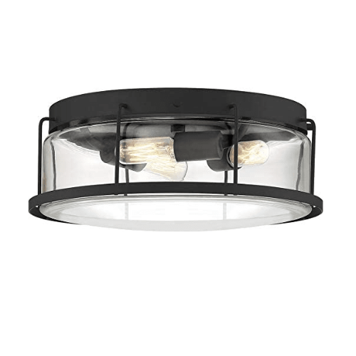 Quoizel Ludlow Flush Mount Ceiling Lighting, 3-Light 40 Watts, Earth Black