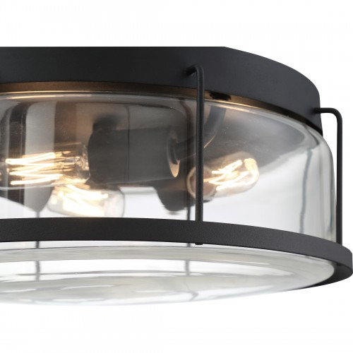 Quoizel Ludlow Flush Mount Ceiling Lighting, 3-Light 40 Watts, Earth Black