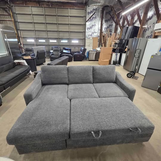 Coddle Aria Fabric Sleeper Sofa with Reversible Chaise and Storage, Gray