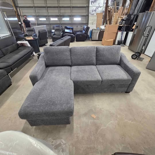 Coddle Aria Fabric Sleeper Sofa with Reversible Chaise and Storage, Gray