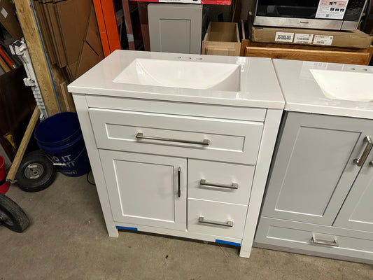 Jasper 36 in. W x 22 in. D Bath Vanity in White with Engineered Stone Vanity in Carrara White with White Sink