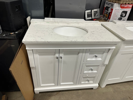 Naples 36 in. W x 21.63 in. D x 34 in. H Bath Vanity Cabinet without Top in White