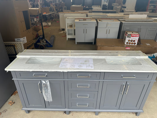 Sonoma 72 in. Double Sink Pebble Gray Bath Vanity with Carrara Marble Top