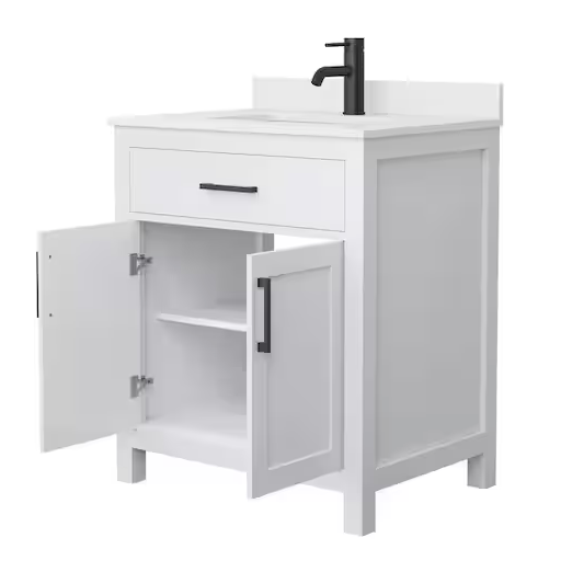 Beckett Single Sink Bathroom Vanity in White with White Cultured Marble Top