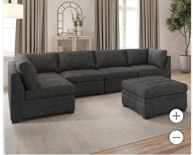 Thomasville Tisdale Modular Sectional 6-piece Dark Gray with Storage Ottoman