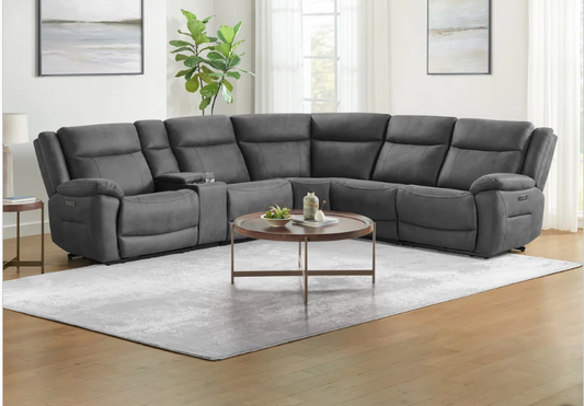 Zakary 6-piece Fabric Power Reclining Sectional With Power Headrests