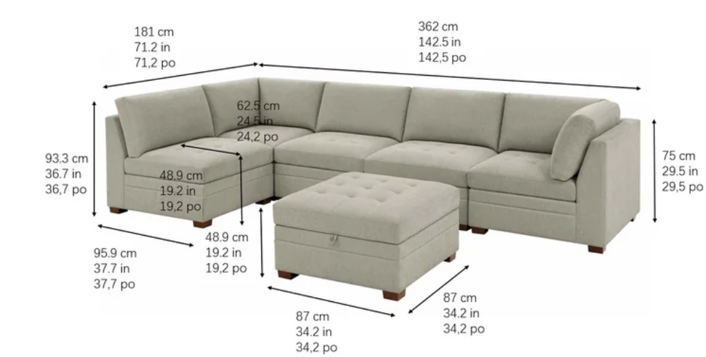 Thomasville Tisdale Modular Sectional 6-piece Beige with Storage Ottoman