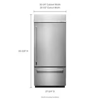 KitchenAid 20.9-cu ft Standard-Depth Built-In Bottom-Freezer Refrigerator with Ice Maker ( Stainless steel ) ENERGY STAR Certified